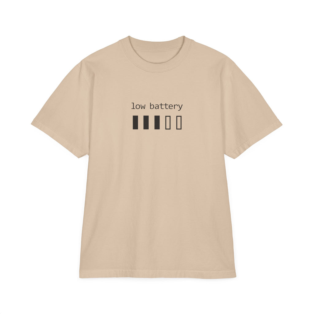 Low Battery Graphic T-Shirt — “need a minute” Minimal Relaxed Tee