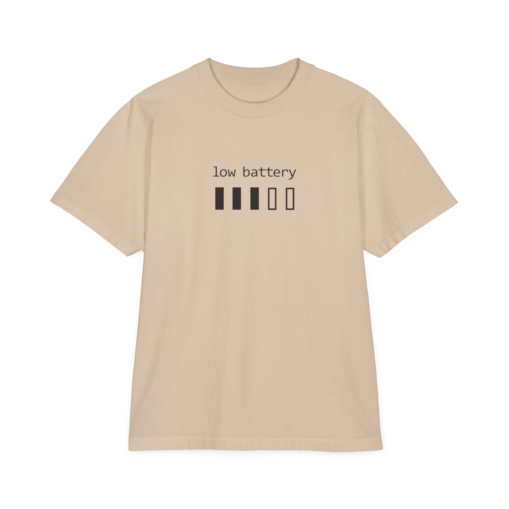 Low Battery Graphic T-Shirt — “need a minute” Minimal Relaxed Tee