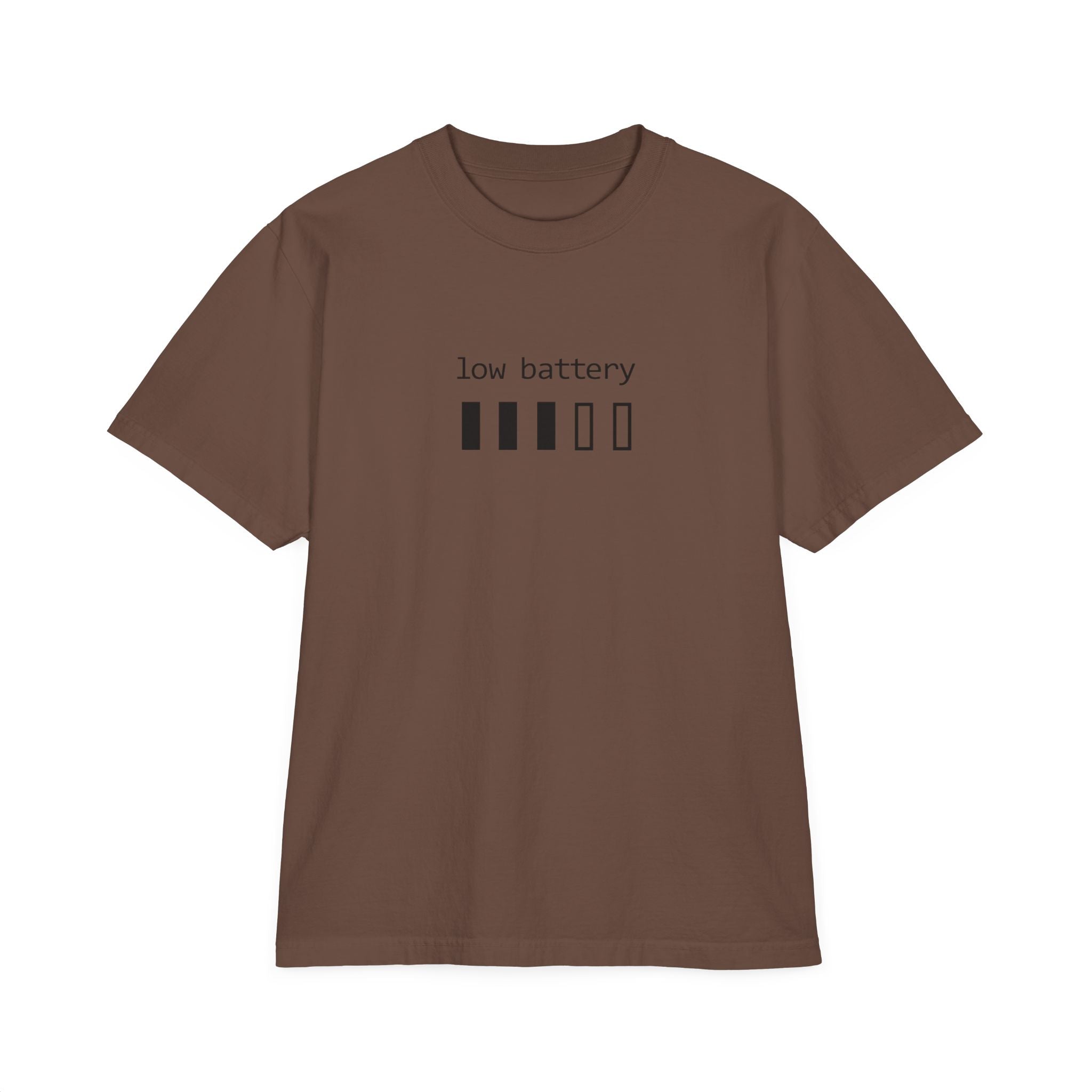 Low Battery Graphic T-Shirt — “need a minute” Minimal Relaxed Tee