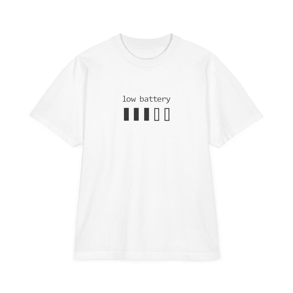 Low Battery Graphic T-Shirt — “need a minute” Minimal Relaxed Tee